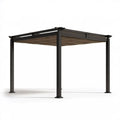 Pergola ogrodowa z rozsuwanym dachem, antracytowo-beżowa, 300 x 300 x 220 cm, aluminium i poliester