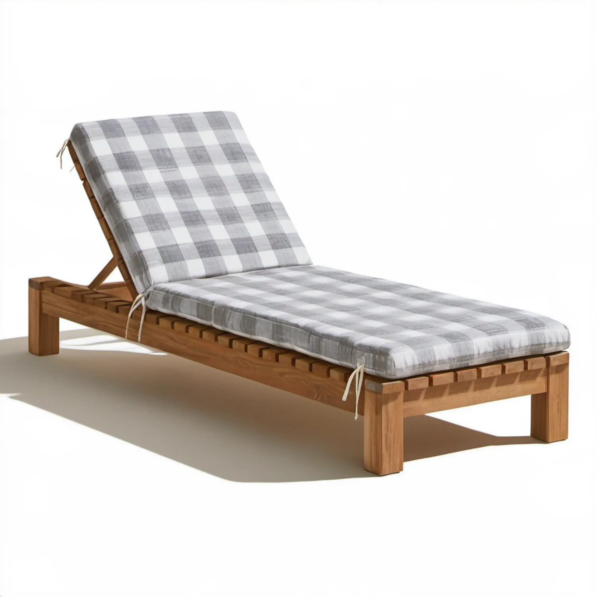 Regulowany leżak ogrodowy z drewna akacjowego 200 × 65 cm, Brązowy/Szary/Biały