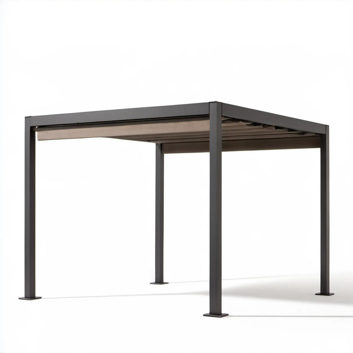 Aluminiowa pergola ogrodowa z ręcznie rozsuwanym dachem 400 x 300 x 230 cm Antracytowa/Taupe