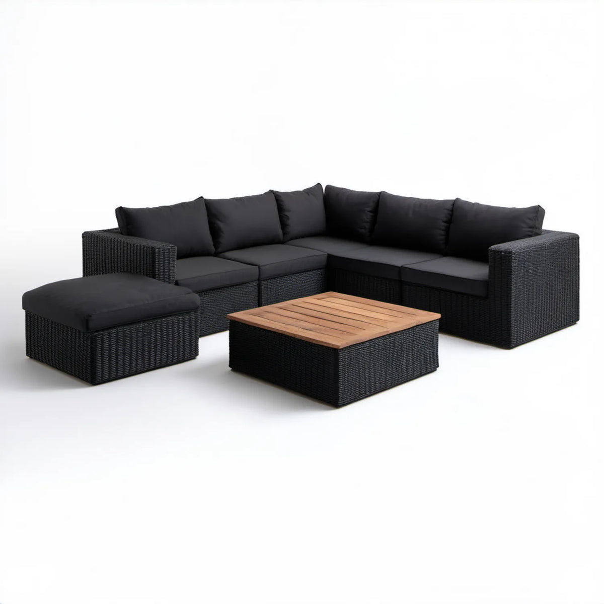 Modułowy zestaw ogrodowy z narożnikiem 280 x 210 cm, czarny/brązowy
