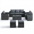 6-częściowy zestaw wypoczynkowy z technorattanu PE, grafitowo-szary, sofa 180 x 65 x 66 cm