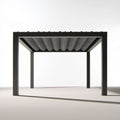 Pergola ogrodowa z ręcznie rozsuwanym dachem 300 x 300 x 220 cm Czarny/Szary